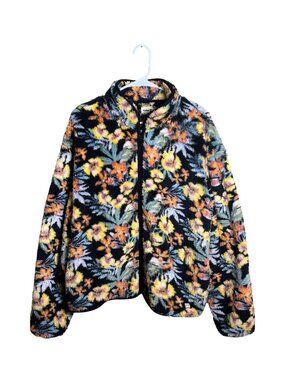 Hurley‎ Floral Sherpa Zip Up Fleece Jacket XL